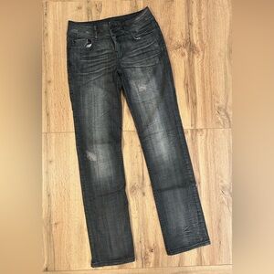 LONDONJEAN Dark Gray distressed straight leg Jeans
